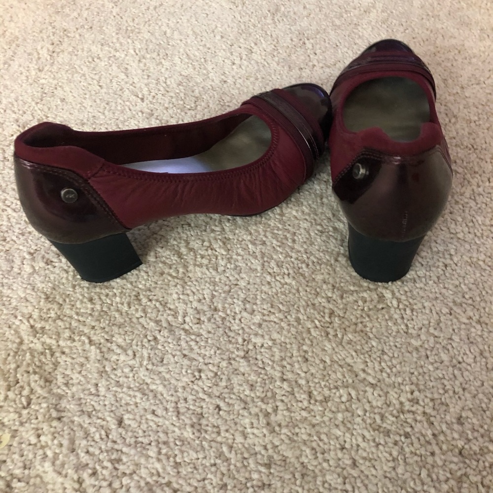 Heels Burgundy 2” embellished patent toe and heel
